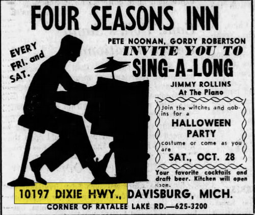Springfield Inn Bar & Grill (Four Seasons Inn, Palmers) - Oct 28 1967 Article (newer photo)